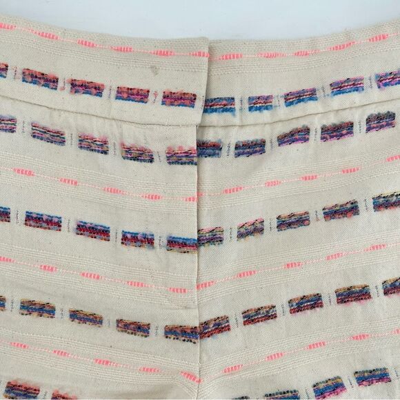 LOFT Riviera Women’s Textured Striped Embroidered Cotton Chino Shorts Size 4 - Picture 2 of 11